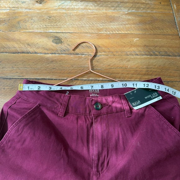 a.n.a Deep Red wide leg crop six 2 nwt - Picture 4 of 7